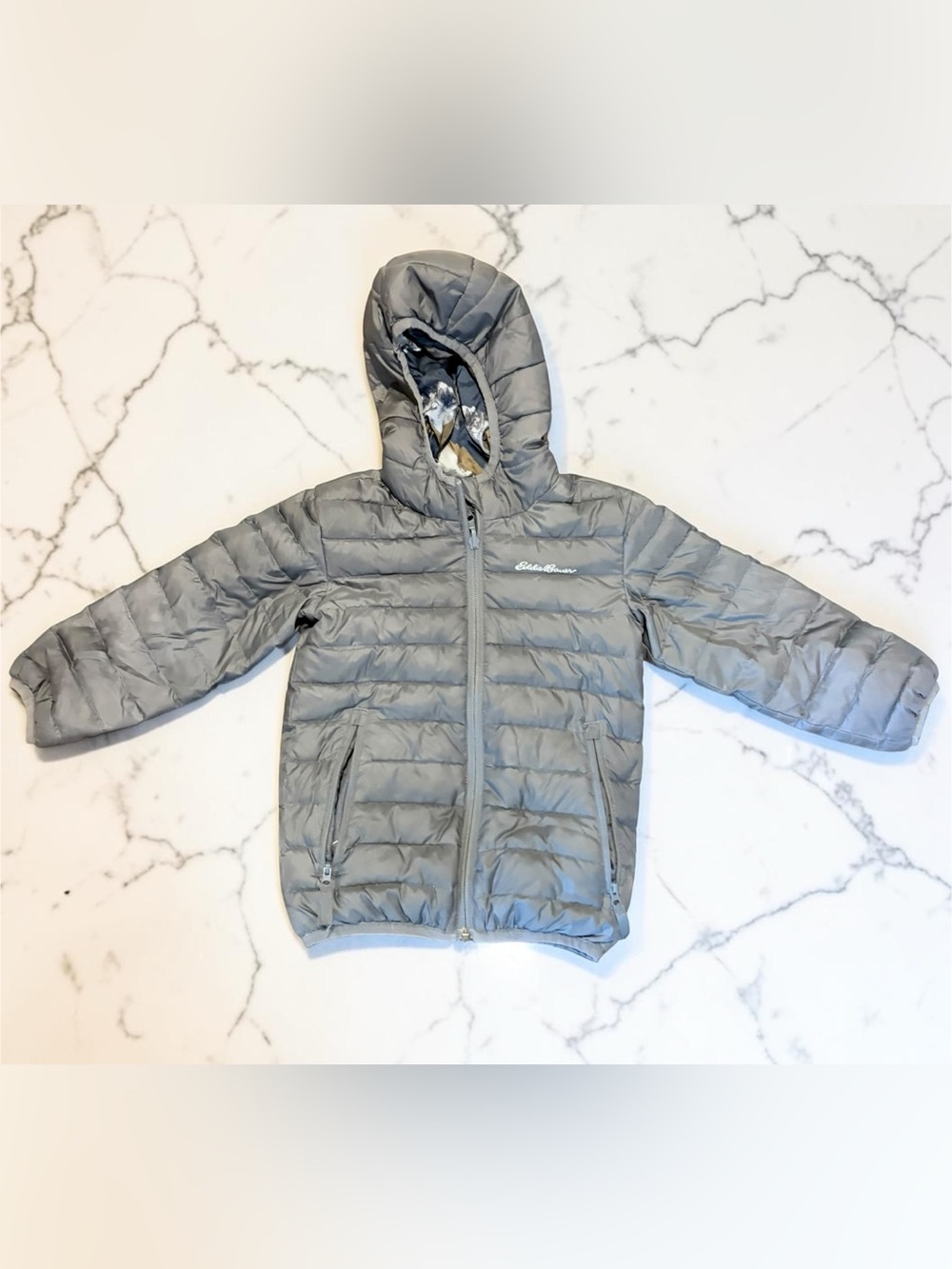 Eddie Bauer Boys' Reversible CirrusLite Down Hooded Jacket Size XS